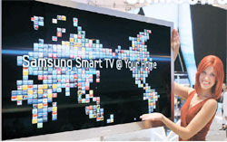 独ベルリン「ＩＦＡ２０１０」国際家電見本市に出品された三星電子のスマートテレビ。