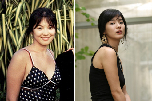 過去の写真（左）が公開され、注目を集めている女優ソン・へギョ。