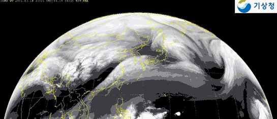 韓国の千里眼衛星が「日本放射能」追跡を示す映像を撮影した。（写真：気象庁提供）