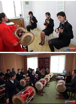 北朝鮮のある芸術学校で学生が入学試験を受けている。
