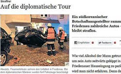 駐ドイツ韓国文化院長の飲酒交通事故を報じるドイツの日刊紙「ターゲスシュピーゲル」。