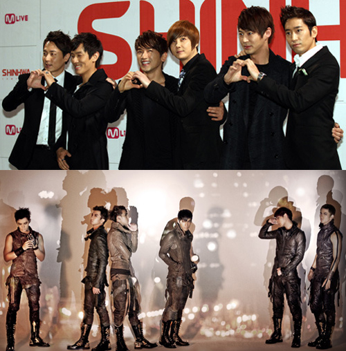 男性６人組のＳＨＩＮＨＷＡ（写真上）と２ＰＭ。