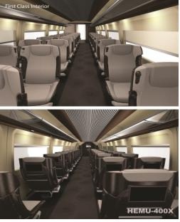 次世代高速列車（ＨＥＭＵ－４３０Ｘ）の室内デザイン（写真＝国土海洋部提供）。