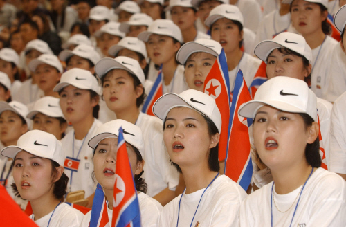 ２００２年釜山（プサン）アジア競技大会での北朝鮮応援団。