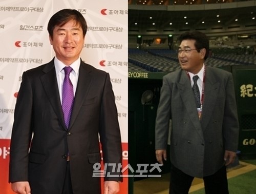 ＷＢＣ韓国代表の柳仲逸（リュ・ジュンイル）監督（５０、左）と日本代表の山本浩二監督（６７）。