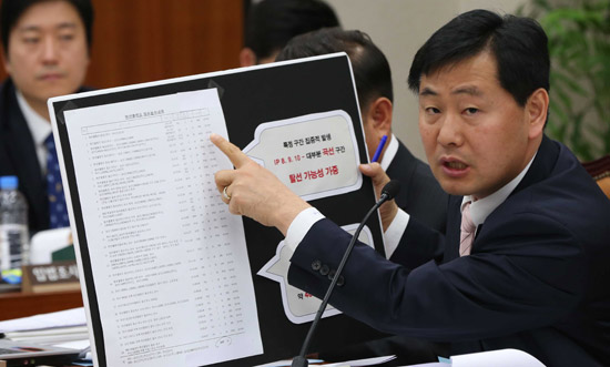 国会の国土交通委員会業務報告で１５日、民主党のキム・クァニョン議員が、新盆唐（シンプンダン）線のレールクリップ４００個が破損したという中央日報の報道に関して徐昇煥（ソ・スンファン）国土交通部長官に質問している。キム議員は「問題の部品が現在施工中である湖南（ホナム）高速鉄道にも納品されており、徹底した調査が必要だ」と指摘した。