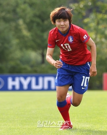 東アジアカップ２０１３女子の韓国代表チームのチ・ソヨン。