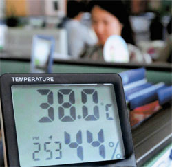 １４日午後２時５３分、蔚山市教育庁内の障害教育体育課の室温は３８度を記録している。