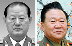 金元弘（キム・ウォンホン）保衛部長（左）、崔竜海（チェ・ヨンヘ）総政治局長（右）