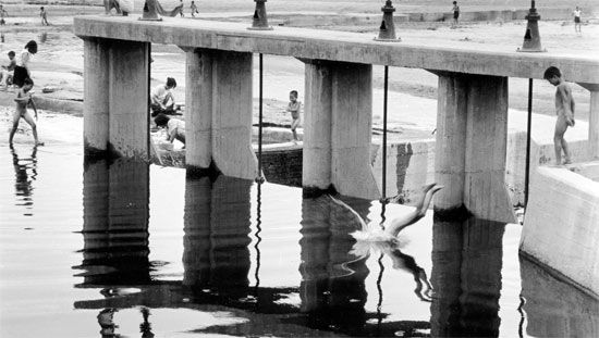 ソウルの清渓川（チョンゲチョン）周辺で洗濯をしたり泳いでいたりした１９６０年代の風景。清渓川文化館は１１日から清渓川の変遷を伝える地図や写真を展示する。（写真＝清渓川文化館）