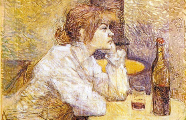 フランスの画家アンリ・ド・トゥールーズ＝ロートレックの作品『二日酔い』（１８８８年）。