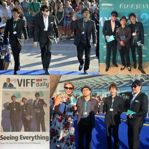 （左上の写真）俳優のイ・ソンギュン（左）俳優のチョ・ジンウン（真ん中）キム・ソンフン監督（右）