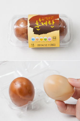 燻製卵（フンジェラン）は、スモークの独特な風味がおいしいゆで卵。プリッとした弾力のある白身と程よい塩気がきいた黄身の相性が抜群です。