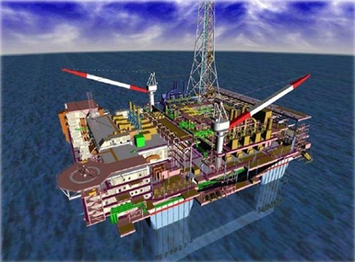 サムスン重工業がＩＮＰＥＸから受注した海洋ガス処理設備鳥瞰図図。