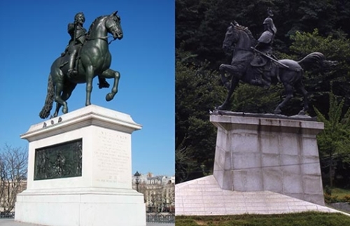 パリの騎馬像と韓国の騎馬像