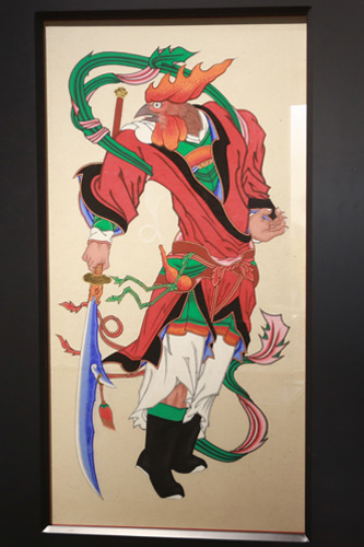 ３部に分かれている特別展示。１部の「西方を守る」では、人々の苦悩や災難を取り除いてくれると言われている「十二支神将酉神迷企羅大将」が力強くお出迎え。