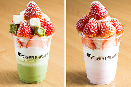 「ＹＯＧＥＲ　ＰＲＥＳＳＯ」は、ヨーグルトがメインの各種デザートで人気のカフェ。抹茶とチーズ味のケーキがトッピングされた「メリーツリー（メリトゥリ）」（７，２００ウォン）や、イチゴとヨーグルトの甘酸っぱさがポイントの「メリーイチゴ（メリタルギ）」（６，０００ウォン）は可愛らしい見た目でＳＮＳでも反響を呼んでいます。