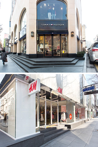 海外ファッションブランドも例外ではありません。「Ｔｏｍｍｙ　Ｈｉｌｆｉｇｅｒ」や「Ｈ＆Ｍ」「ＺＡＲＡ」などが並びます。