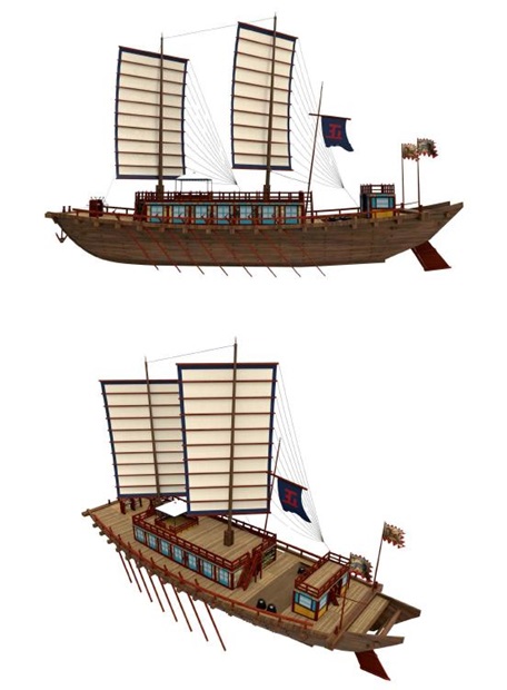 ３Ｄ画面で実現した朝鮮通信使船（写真提供＝国立海洋文化財研究所）