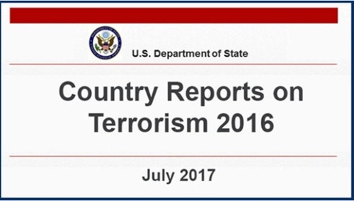 米国務省は１９日、「２０１６テロ国家報告書（Ｃｏｕｎｔｒｙ　Ｒｅｐｏｒｔｓ　ｏｎ　Ｔｅｒｒｏｒｉｓｍ　２０１６）」を発表した。関心を集めていたテロ支援国家リストにイランとシリア、スーダン３カ国が含まれた一方で、北朝鮮が９年連続でリストから除外された。「２０１６テロ国家報告書」の全文アドレス（https://goo.gl/zhX5ap）。（写真＝米国務省ホームページ）