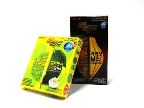 ロッテ製菓が２７日に人工知能（ＡＩ）の分析と見通しを基にした新製品「ペペロ」２種を発売した。（写真＝ロッテ製菓）