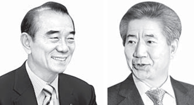 李哲（イ・チョル）元議員（左）、盧武鉉（ノ・ムヒョン）元大統領（右）
