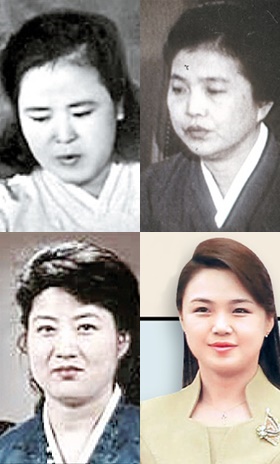 金日成の本妻・金正淑 （左上）、金日成の後妻・金聖愛（右上）、金正恩氏の生母・高容姫（左下）、金正恩の夫人・李雪主（右下）