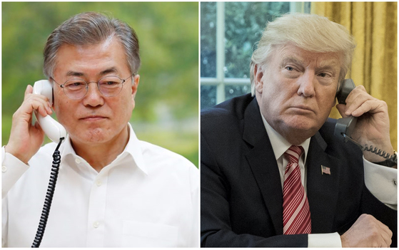 文在寅大統領が３月１日夜に青瓦台官邸でトランプ米大統領と電話会談をしている。（写真＝中央フォト）