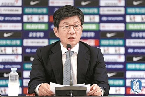 鄭夢奎（チョン・モンギュ）大韓サッカー協会会長が５日、メディア懇談会でロシアＷ杯について評価している。（写真＝大韓サッカー協会）