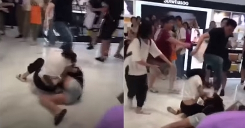中国人たちが韓国の免税店で殴り合う映像（写真＝ＹｏｕＴｕｂｅ）