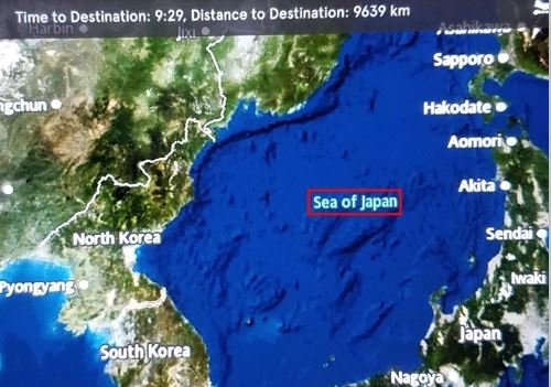 航空会社提供の地図（写真＝徐ギョン徳教授のフェイスブック）