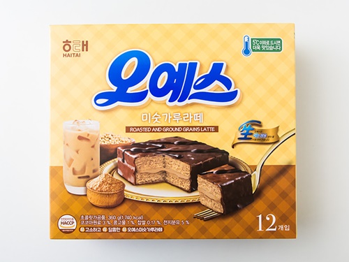 韓国の人気お菓子「オーイエス」から、夏限定の「オーイエス　ミスカルラテ（オイェスミスッカルラテ）」（ヘテ製菓、１２個入り、６，０００ウォン）が４００万個限定で新発売！