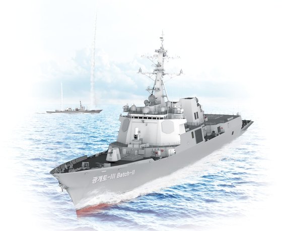 現代重工業が韓国海軍から受注した駆逐艦「開土－Ⅲ　Ｂａｔｃｈ－Ⅱ」の鳥瞰図