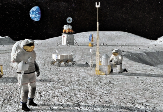 米国は２０２４年の宇宙飛行士２人を皮切りに、毎年有人月探査を実施するという「アルテミス計画」を昨年５月発表した。写真は米航空宇宙局（ＮＡＳＡ）が提示した月探査のイメージ。［写真　ＮＡＳＡ］