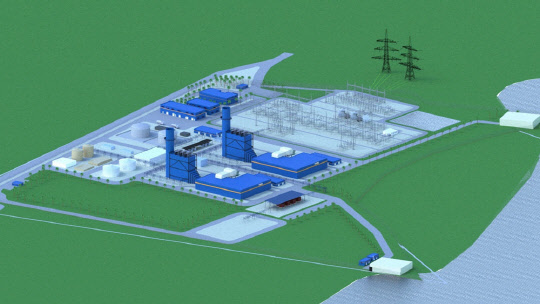 ポスト建設が受注したプラウインダ複合火力発電所の鳥瞰図［写真　ポスコ建設］