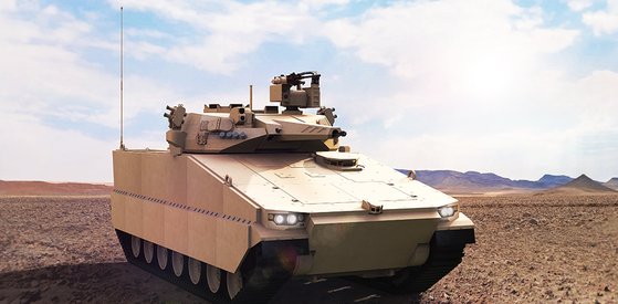オーストラリア陸軍装甲車事業で競争中のハンファディフェンスのレッドバック装甲車。［写真　ハンファディフェンス］