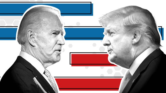 民主党のバイデン候補（左）とトランプ現大統領。［中央フォト］