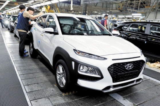 現代車蔚山（ウルサン）第１工場の「コナ」生産ライン　写真＝現代車