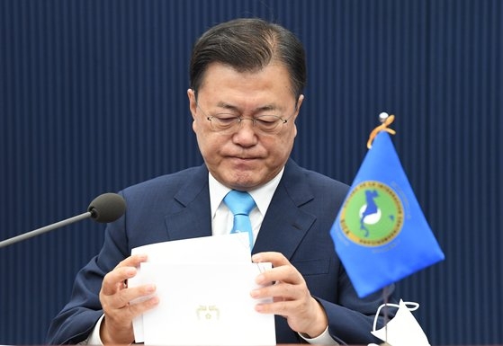 韓国の文在寅（ムン・ジェイン）大統領。［写真　青瓦台写真記者団］