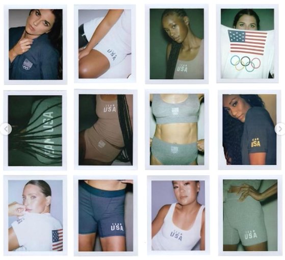 キム・カーダシアンが製作した東京五輪の米国代表チーム公式下着。［写真　キム・カーダシアンのＳＮＳ］