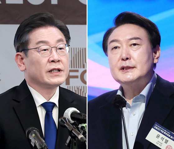 「共に民主党」の李在明大統領候補と野党「国民の力」の尹錫悦大統領候補［中央フォト］