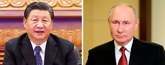 米国と覇権対立を生じさせている習近平中国国家主席（左）と長期執権中にウクライナを侵略し欧州を超え世界安保秩序に波乱を起こしたロシアのプーチン大統領。［中央フォト］