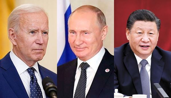 ジョー・バイデン米国大統領、プーチン露大統領、習近平中国国家主席