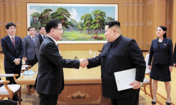 ２０１８年に大統領特使として北朝鮮を訪問した鄭義溶青瓦台国家安保室長（当時）。鄭室長は北朝鮮の金正恩国務委員長と会い北朝鮮の非核化の意志を直接確認したと明らかにした。［写真　青瓦台］