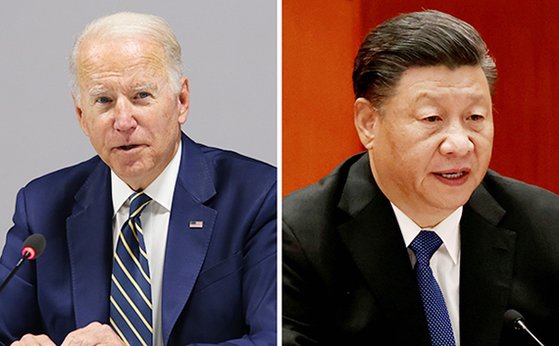 ﻿バイデン米大統領（左）、習近平中国国家主席（右）