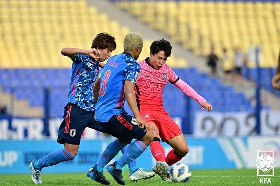 Ｕ－２３サッカー代表チームが２歳若い日本を相手に０－３で完敗した。［写真　大韓サッカー協会］