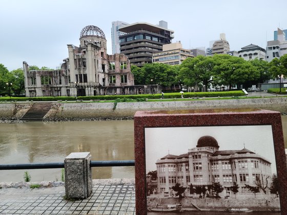 広島平和記念公園内にある「原爆ドーム」。１９４５年８月６日の原子爆弾投下で被害を受けた建物を補修せずに反核教育の場所として使用している。［写真　イ・ヨンヒ特派員］