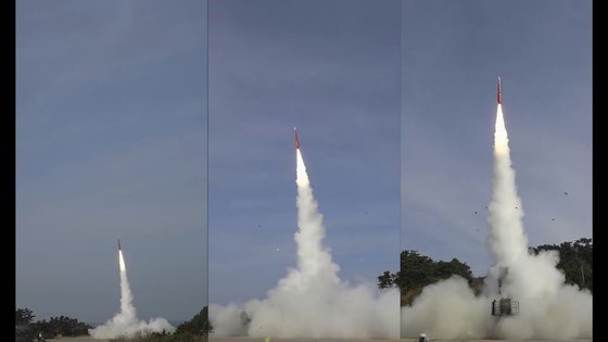 ２月に試験発射に成功したＬ－ＳＡＭ（長距離地対空ミサイル）　国防部動画キャプチャー