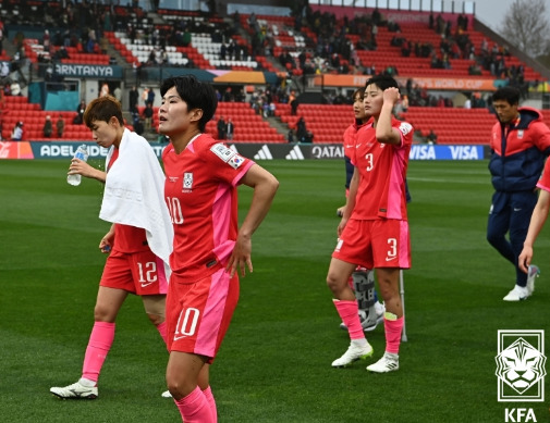 先月３０日に行われた２０２３女子サッカーＷ杯１次リーグ第２戦でモロッコ代表に０－１で敗れた韓国代表。　［写真＝ＫＦＡ］