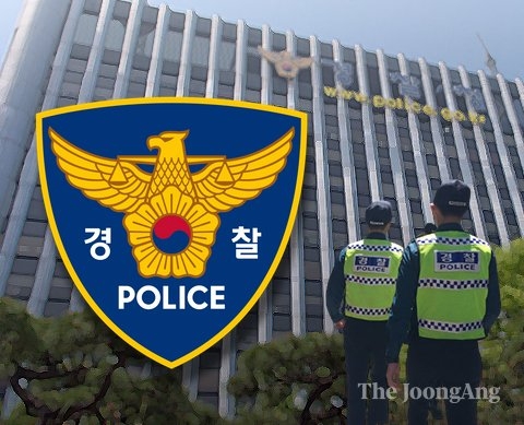 韓国警察。［写真　中央フォト］